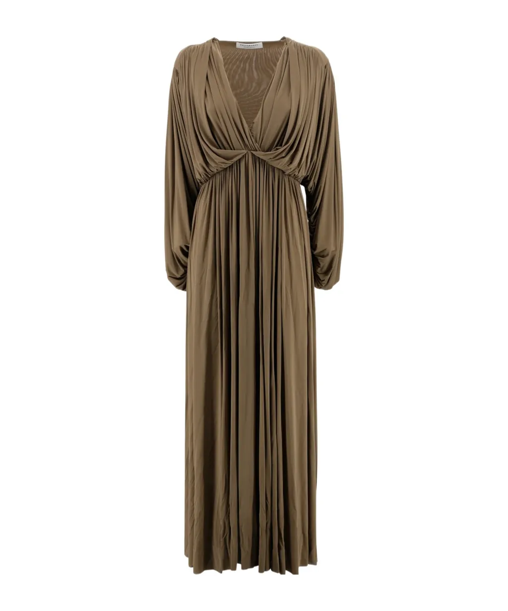Draped V-Neck Maxi Dress