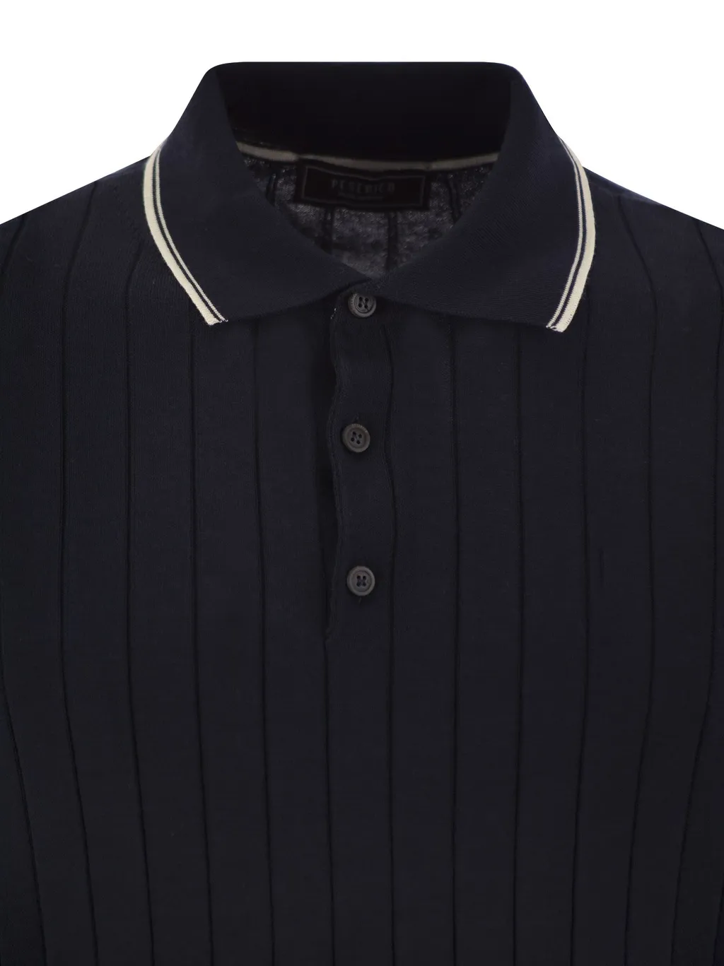 Ribbed Knit Polo Shirt