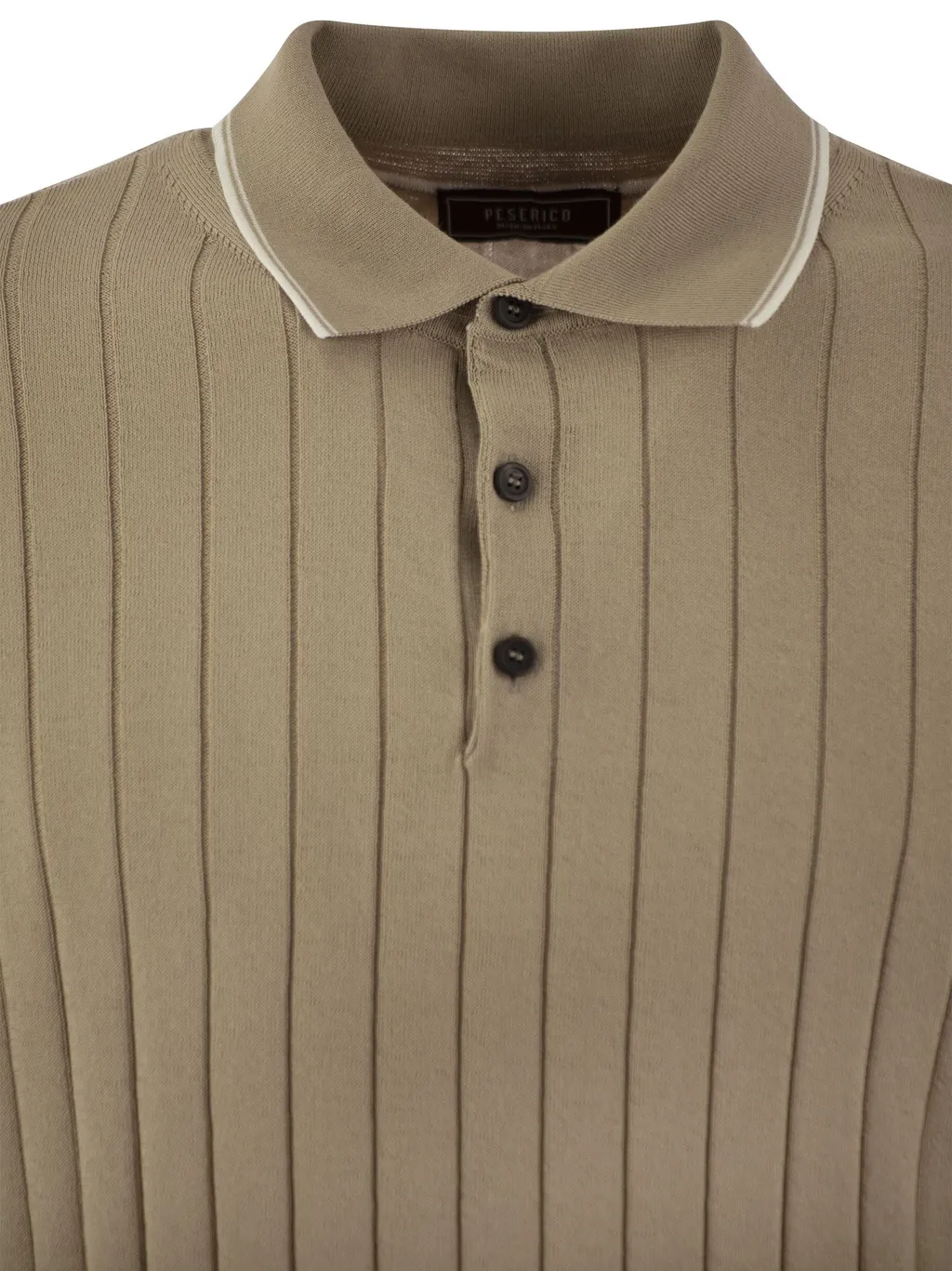 Ribbed Knit Polo Shirt