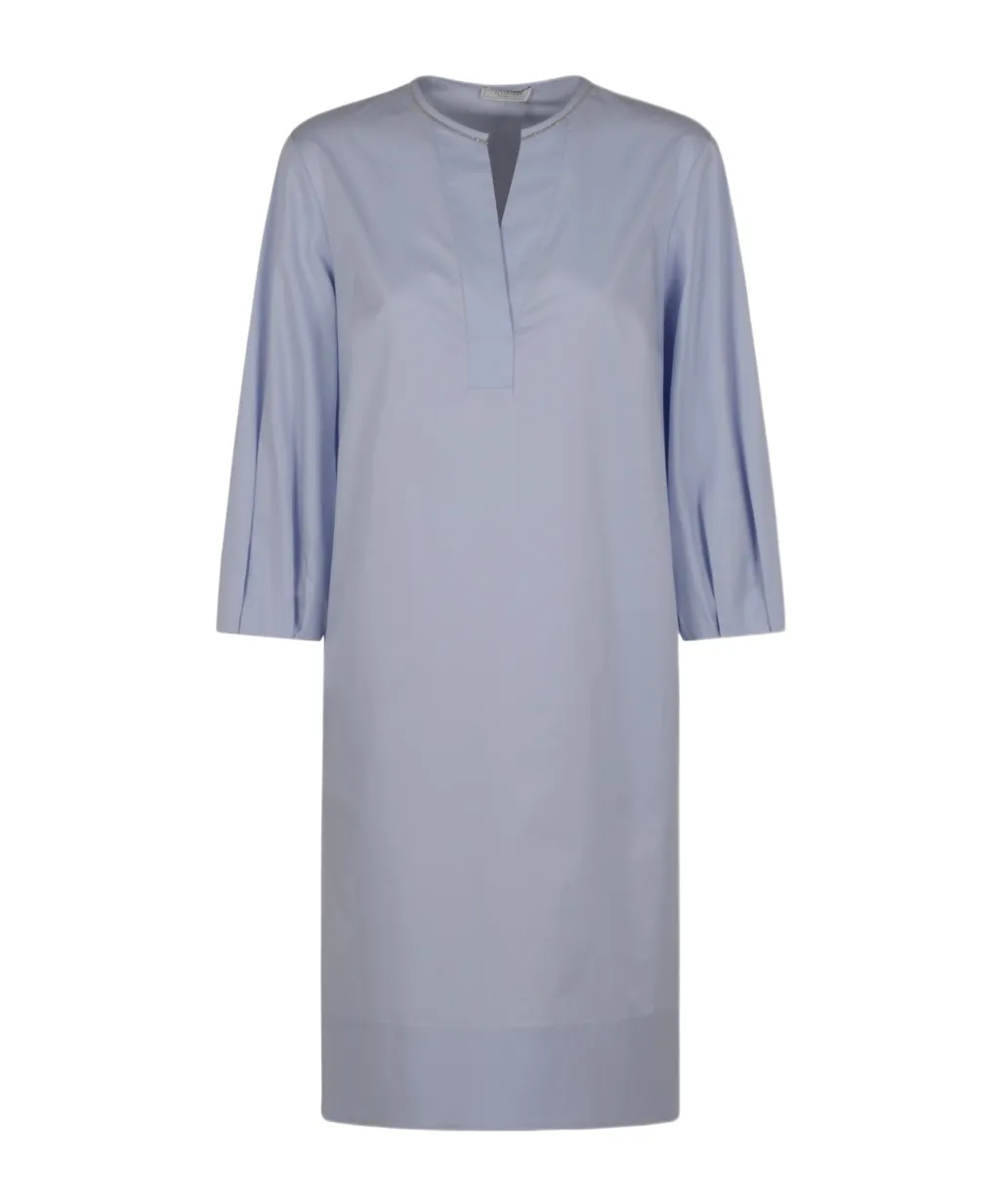 Crop-Sleeve Tunic Dress