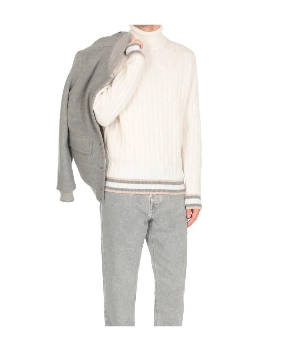 Cable-Knit Turtleneck Sweater