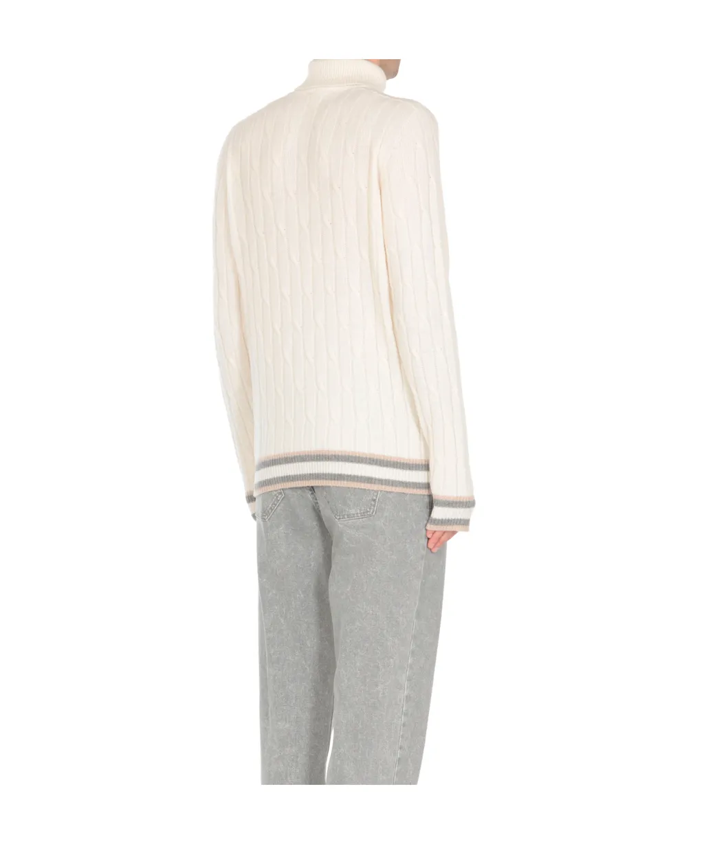 Cable-Knit Turtleneck Sweater