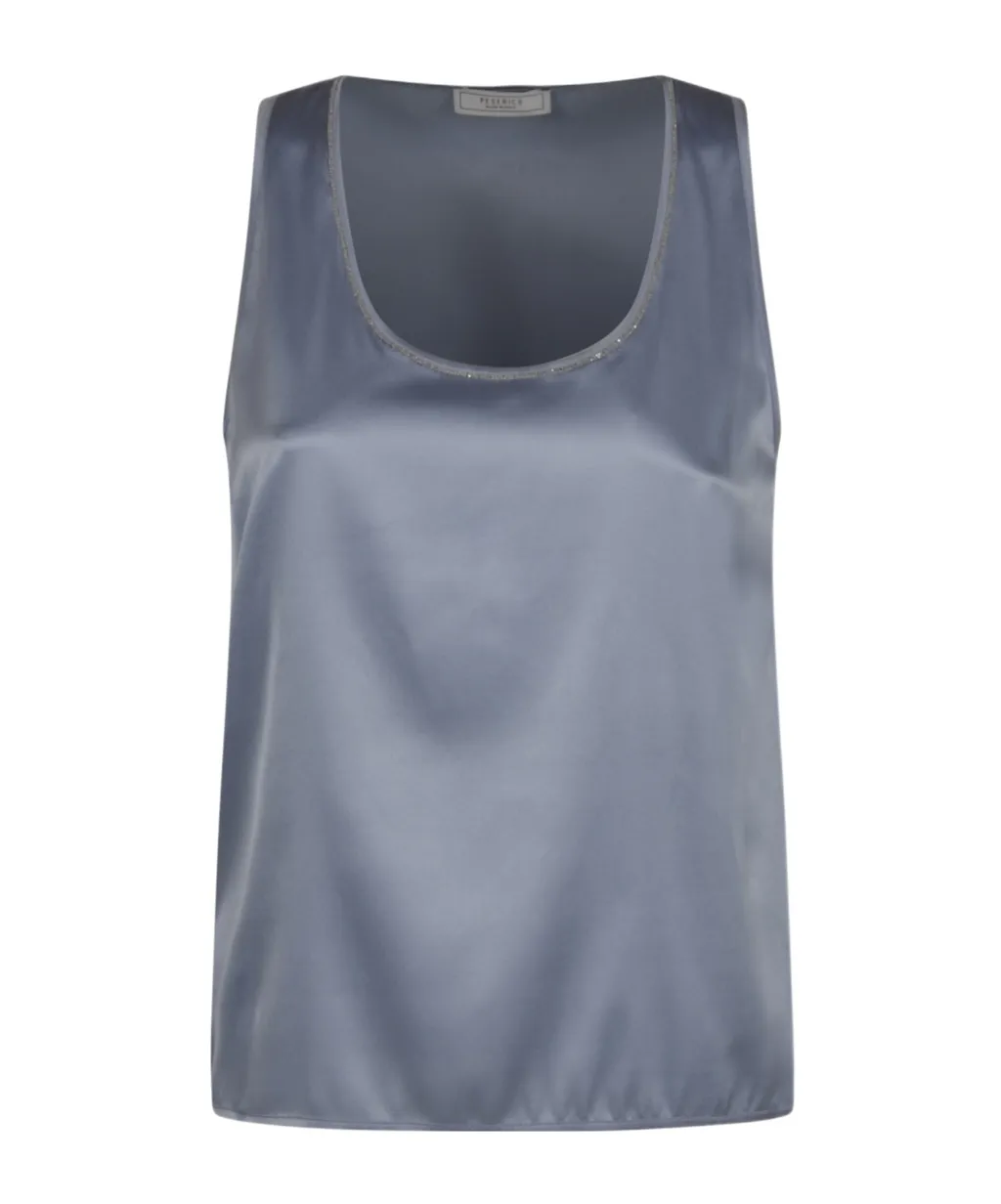 Satin Scoop-Neck Top
