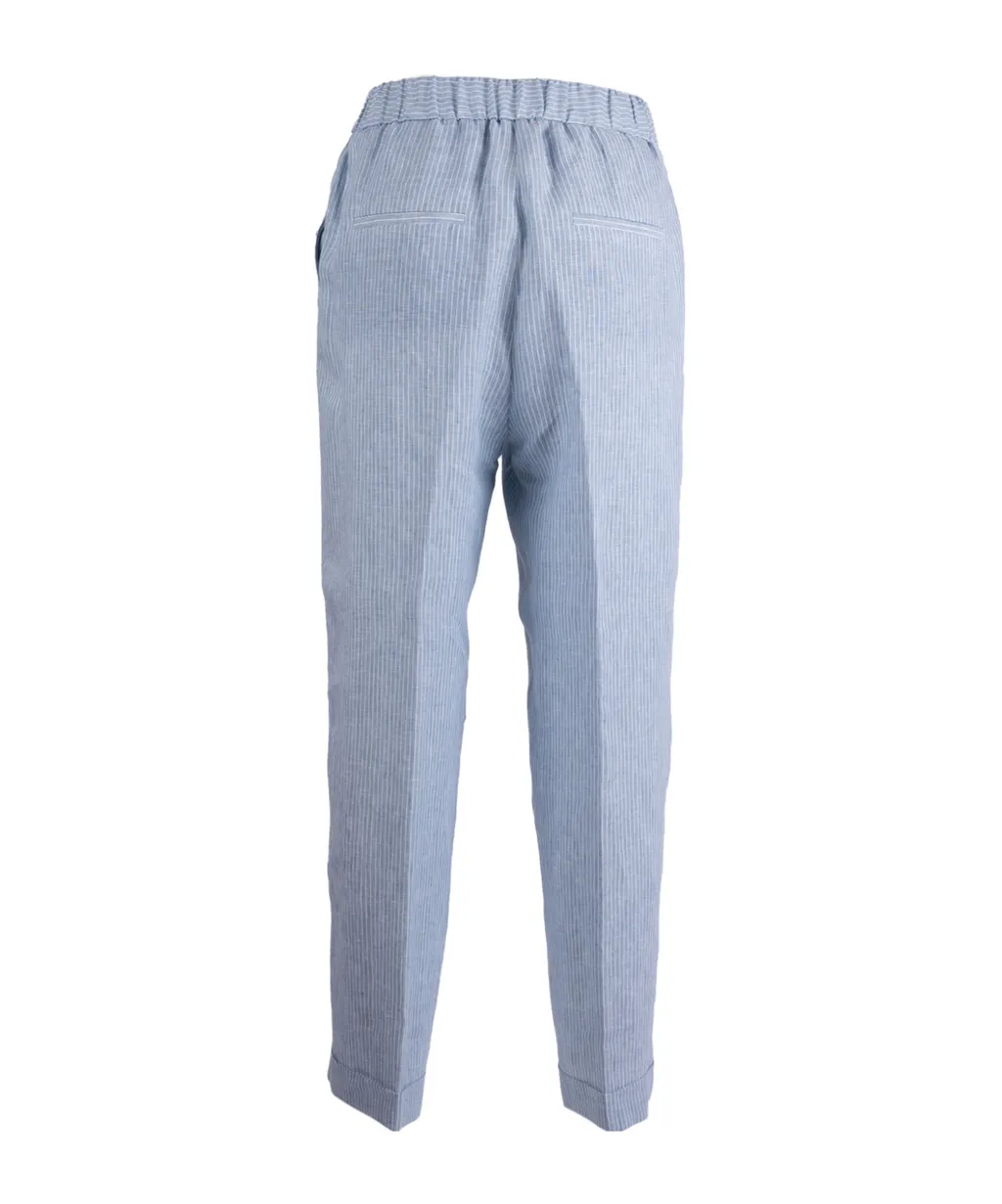 Striped Elastic-Waist Trousers