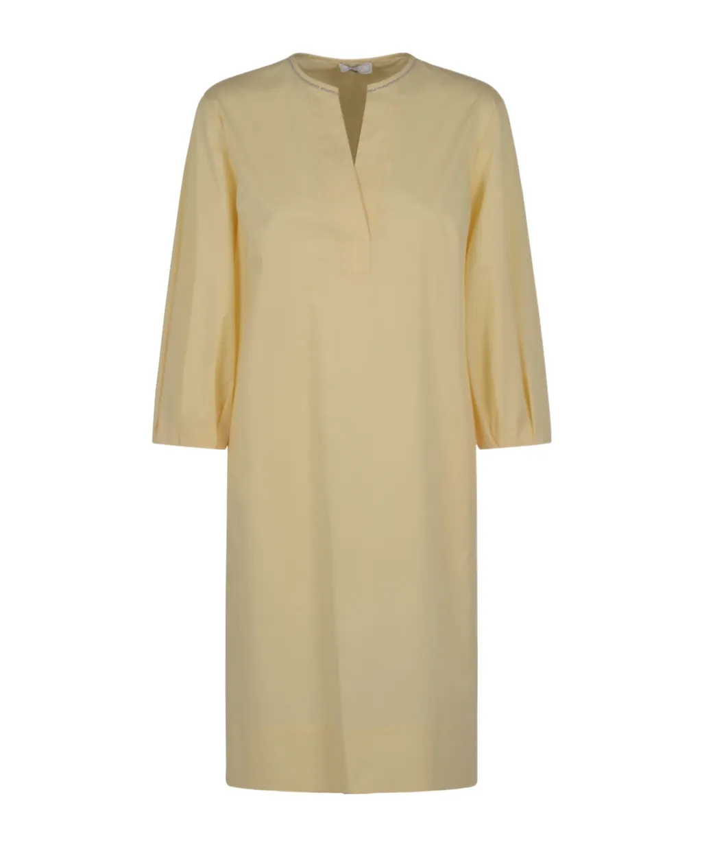 Crop-Sleeve Tunic Dress