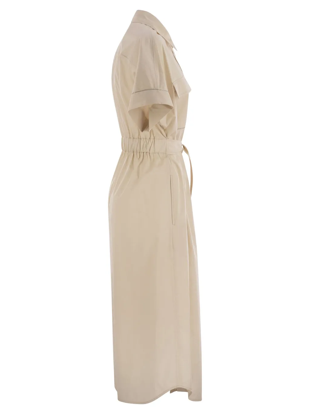 Light Stretch Cotton Satin Chemisier Dress
