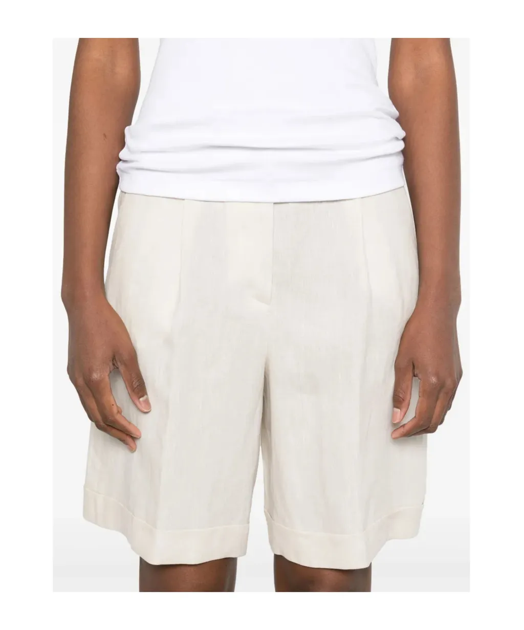 Pleated Linen Shorts
