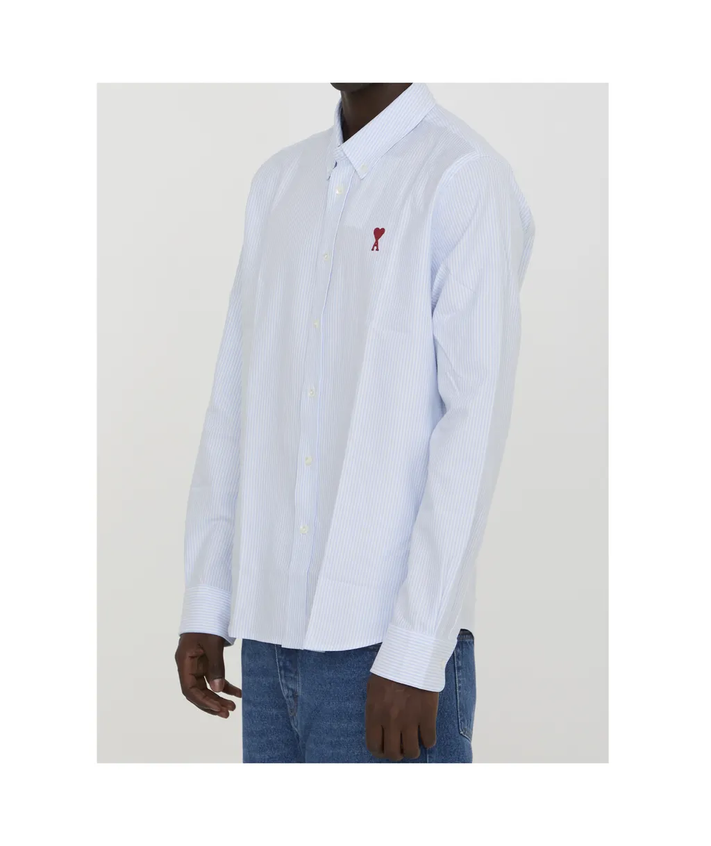 Ami De Coeur Logo Embroidered Striped Shirt