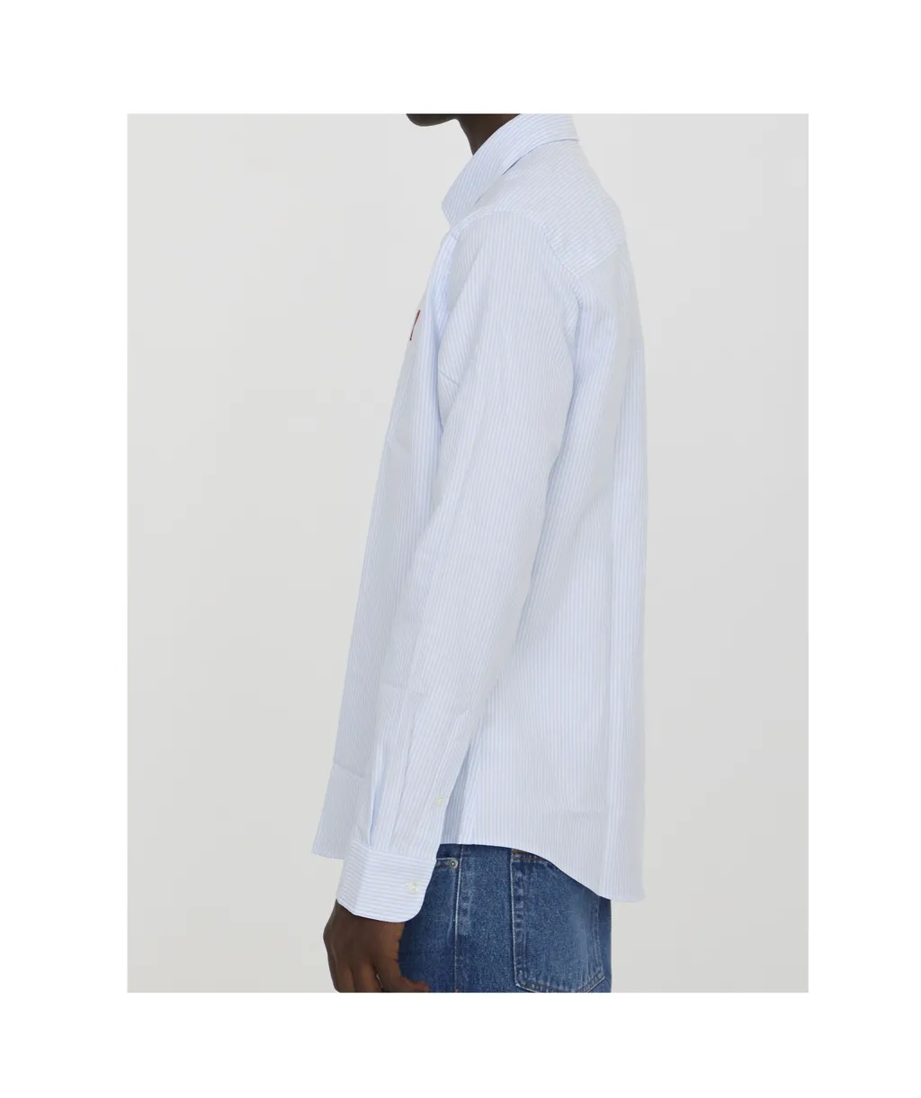 Ami De Coeur Logo Embroidered Striped Shirt