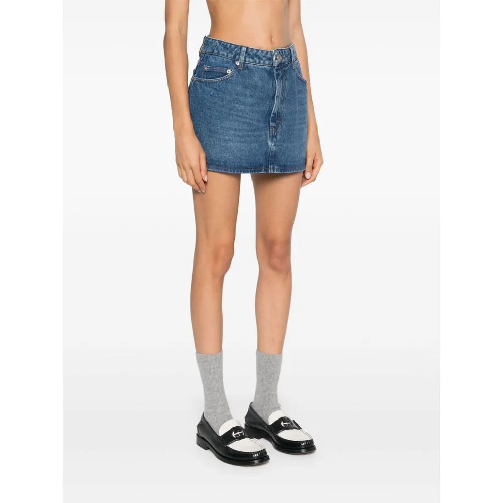 Mid Rise Denim Mini Skirt