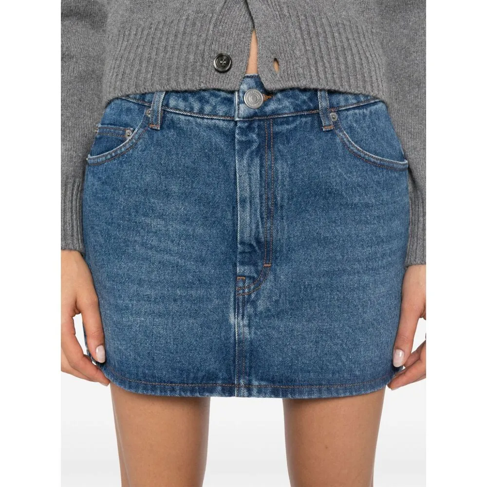 Mid Rise Denim Mini Skirt