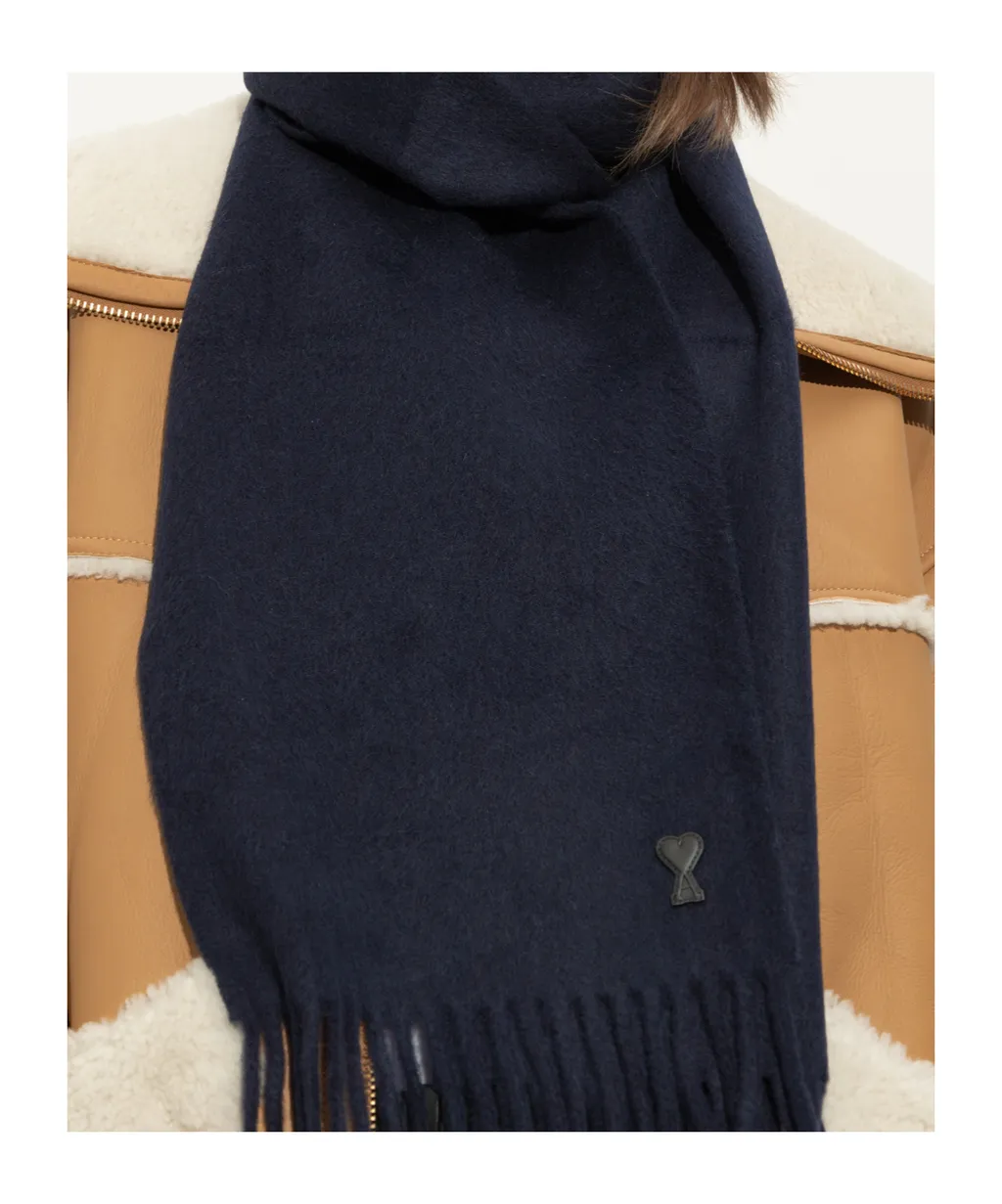 Logo Patch Fringed-Edge Scarf