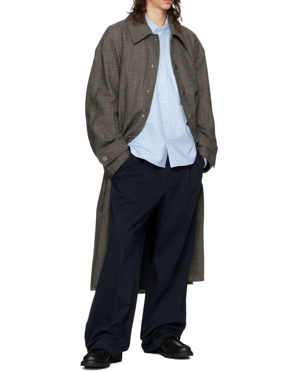 Long-Sleeved Belted Coat