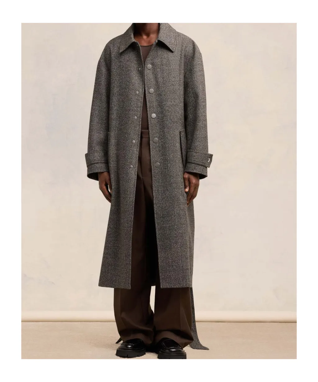 Long-Sleeved Belted Coat