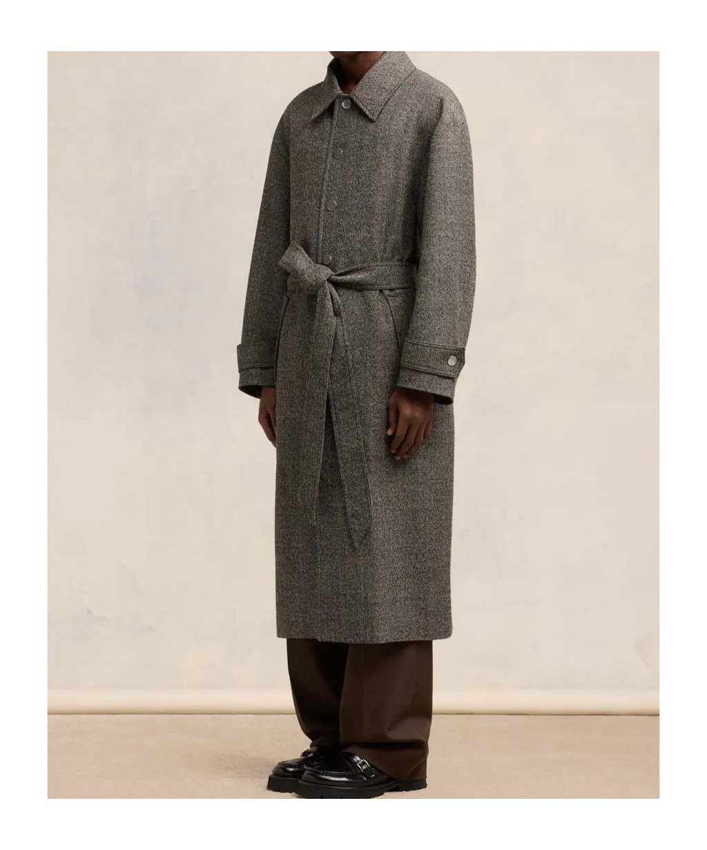 Long-Sleeved Belted Coat