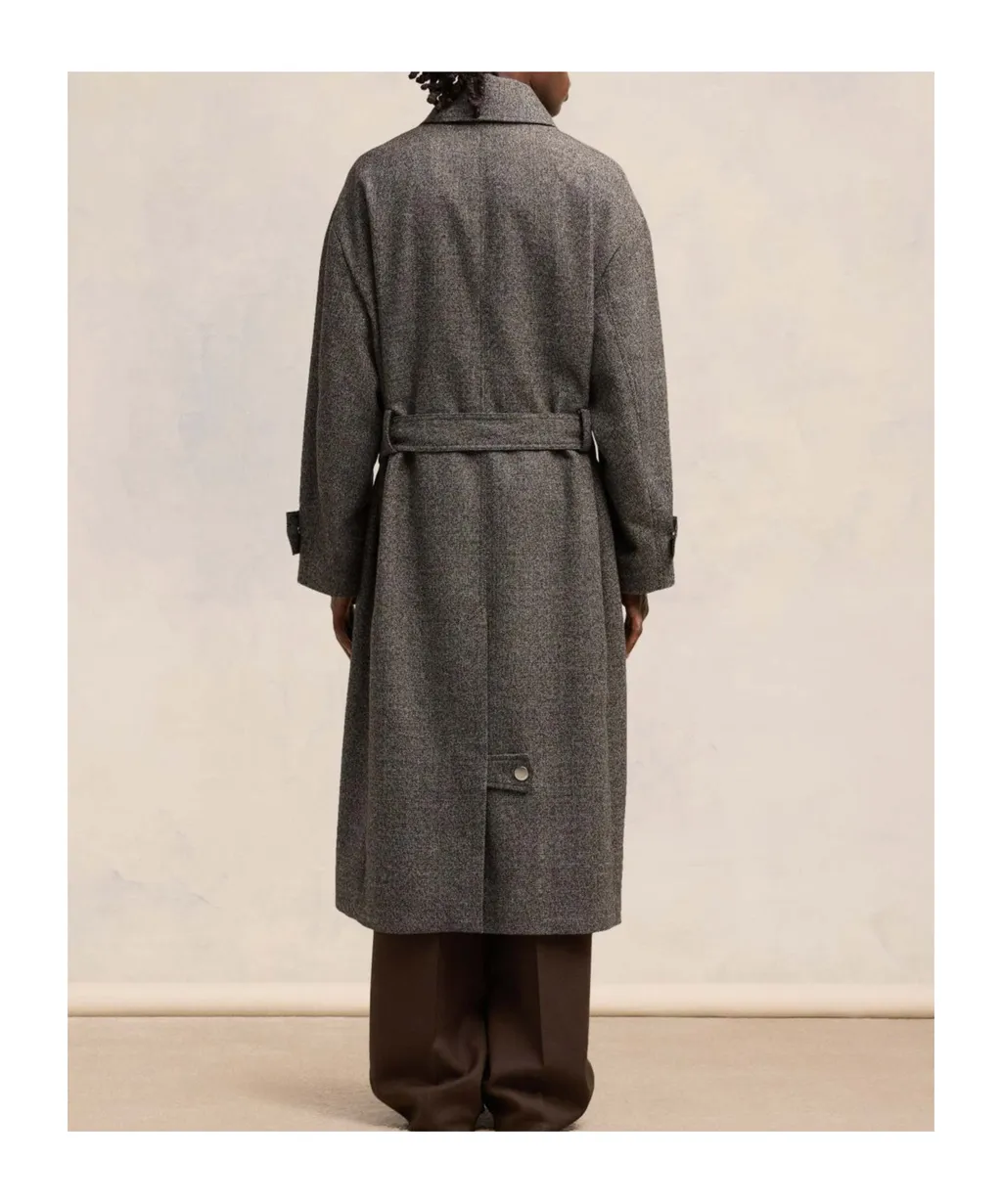 Long-Sleeved Belted Coat