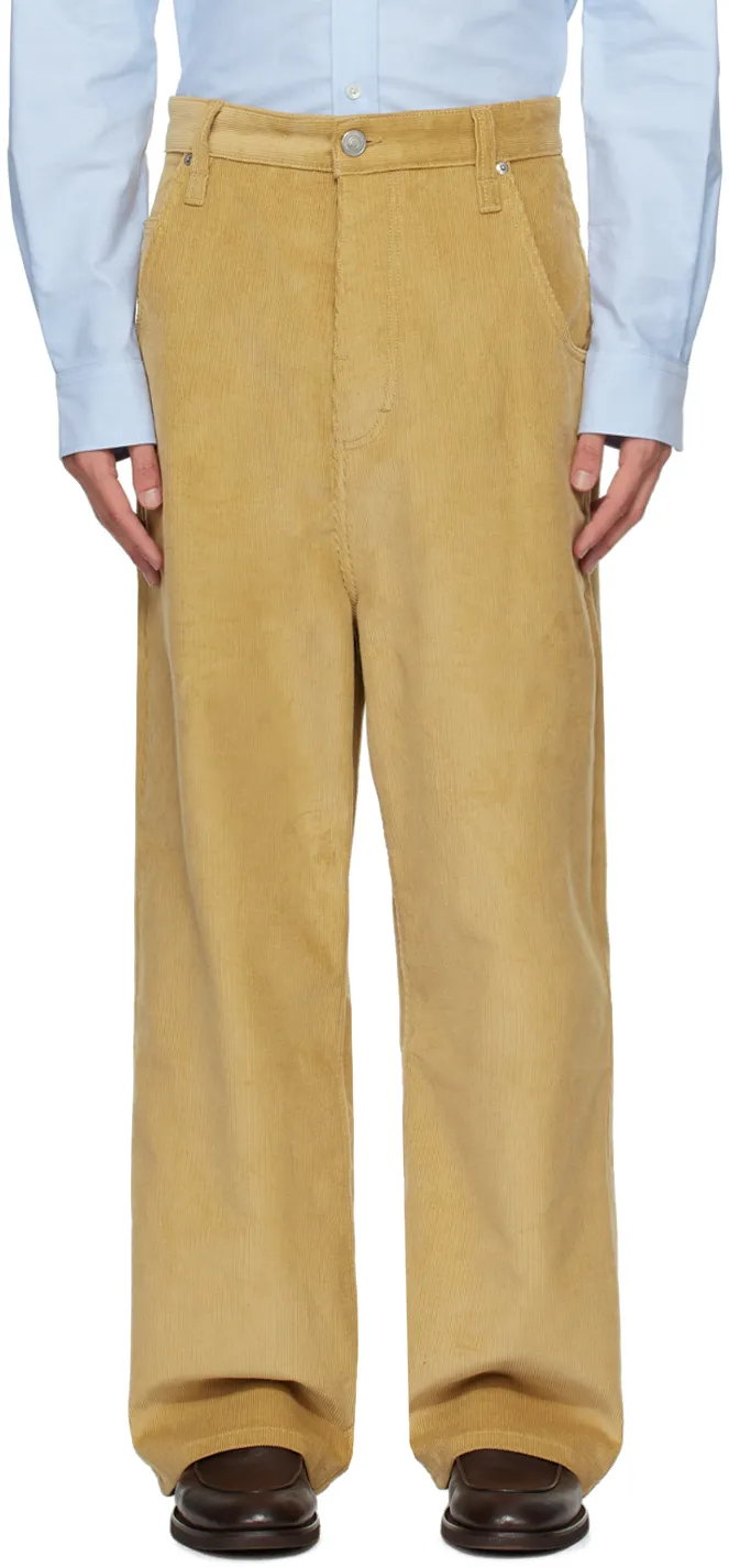 Corduroy Logo Patch Straight-Leg Trousers