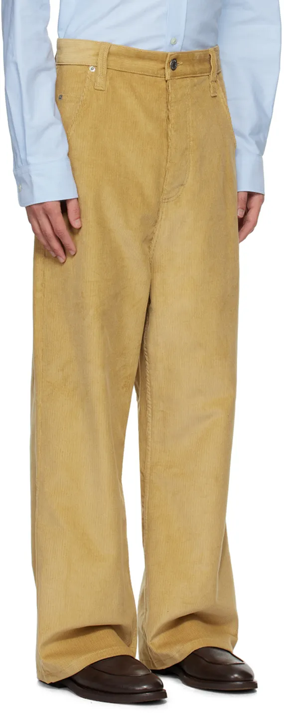 Corduroy Logo Patch Straight-Leg Trousers