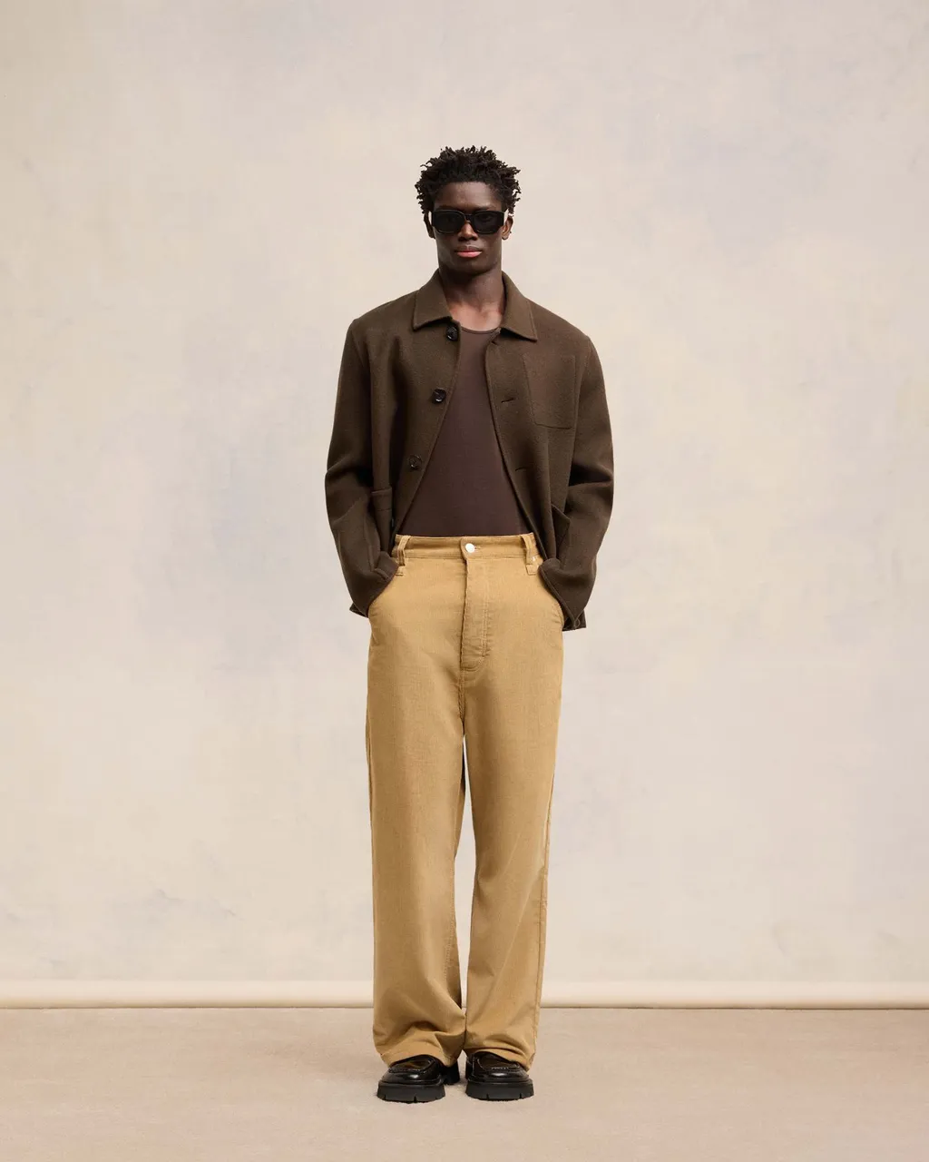 Corduroy Logo Patch Straight-Leg Trousers