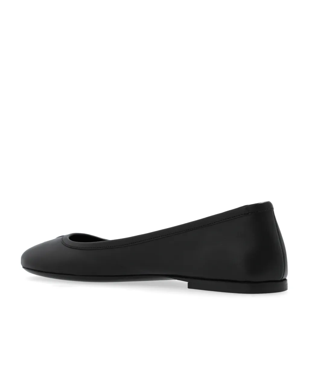 Logo Embossed Round-Toe Ballet Flats