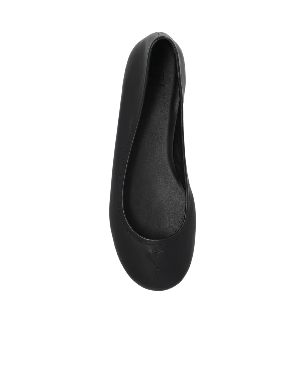 Logo Embossed Round-Toe Ballet Flats