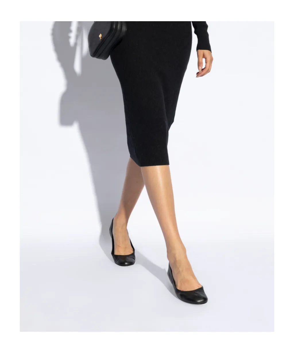 Logo Embossed Round-Toe Ballet Flats