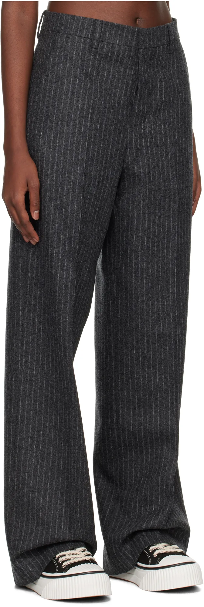 Pinstriped Wide-Leg Trousers