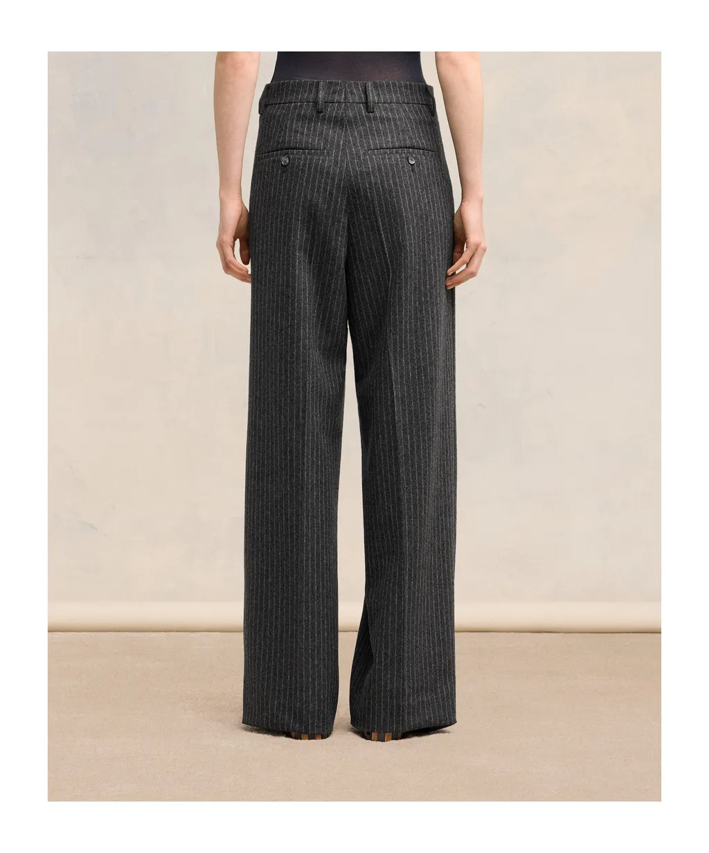 Pinstriped Wide-Leg Trousers