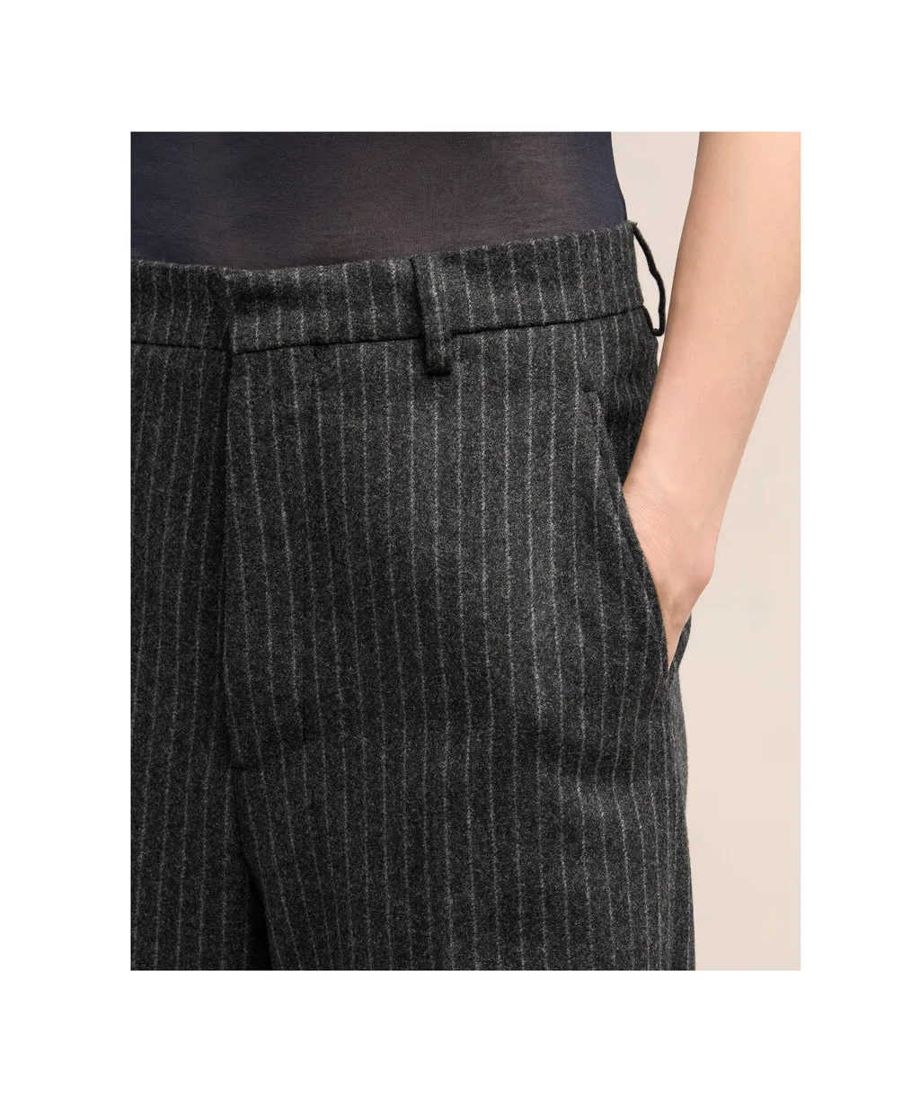 Pinstriped Wide-Leg Trousers