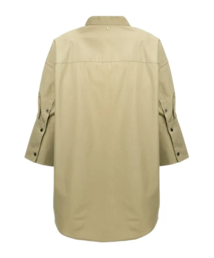 Button-Up Curved Hem Shirt