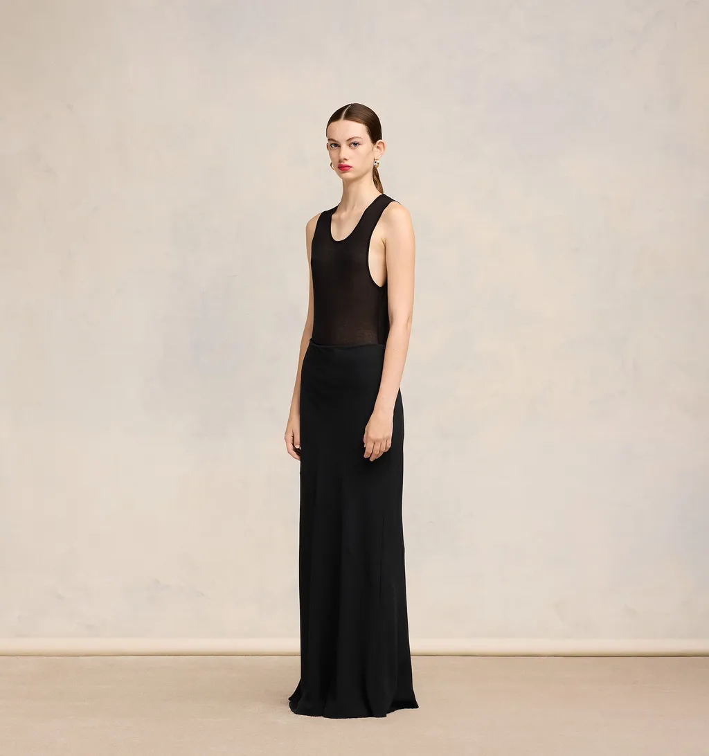 Bias-Cut Flared Maxi Skirt