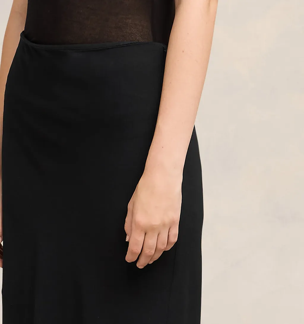 Bias-Cut Flared Maxi Skirt