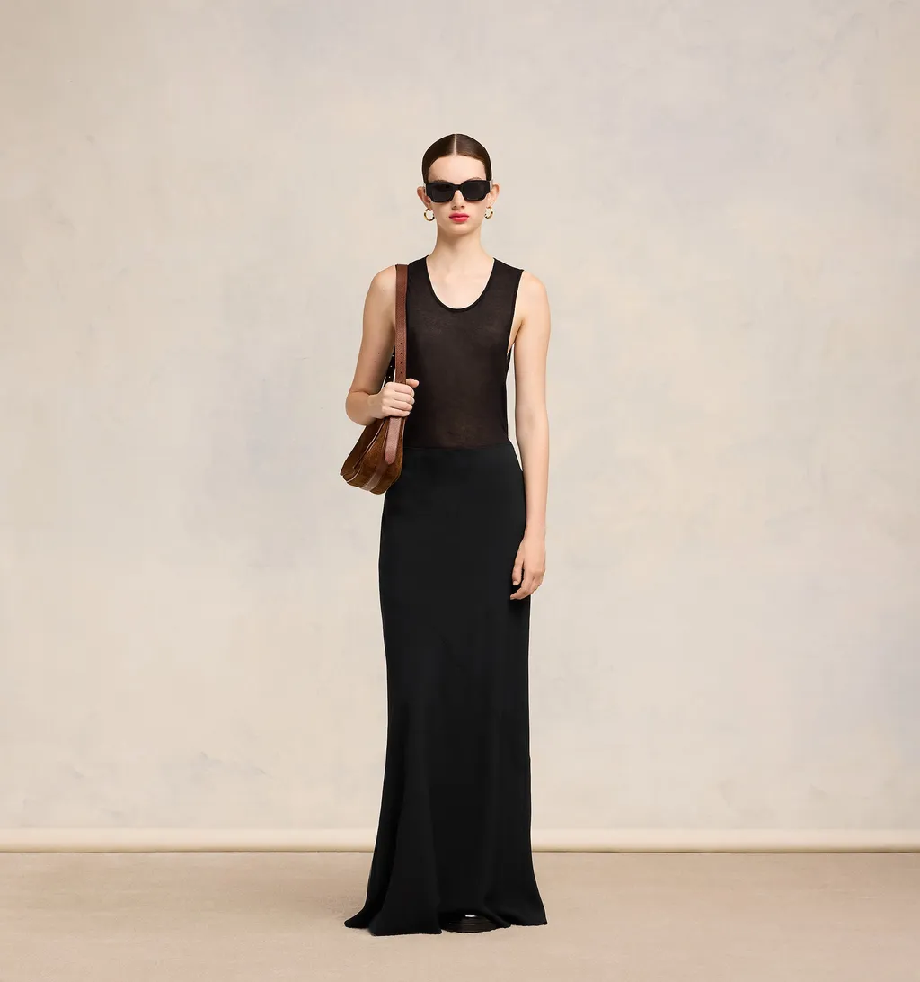 Bias-Cut Flared Maxi Skirt