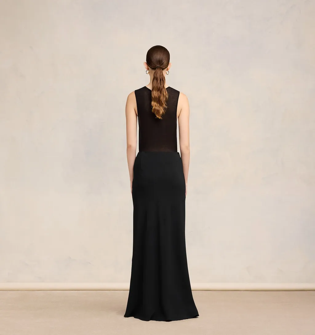 Bias-Cut Flared Maxi Skirt