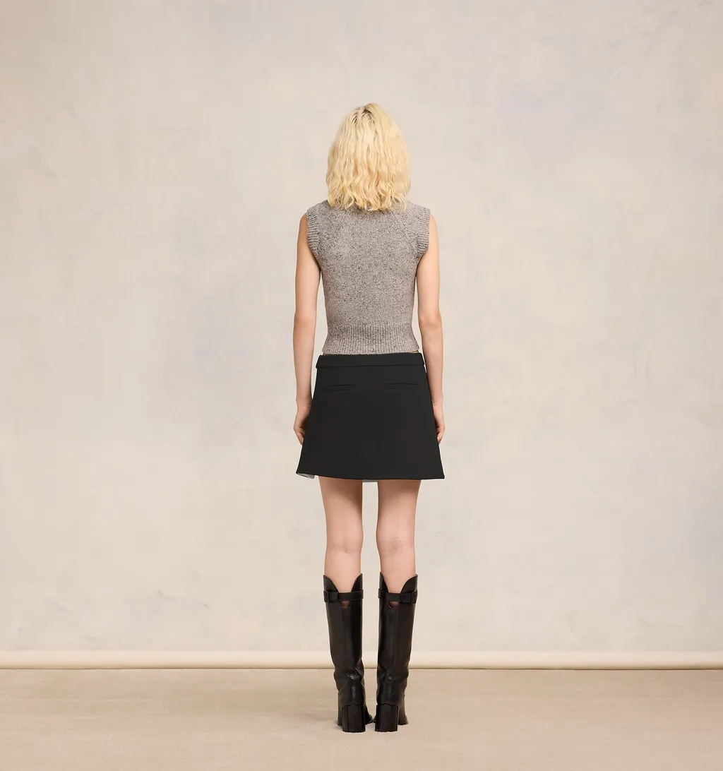 Slit Mini New Wool Skirt