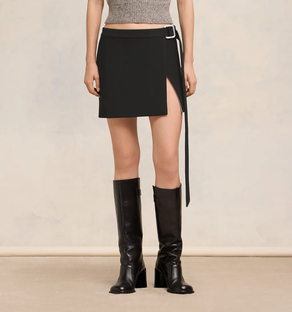 Slit Mini New Wool Skirt