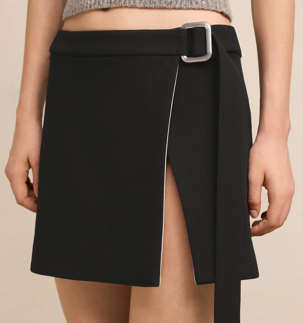 Slit Mini New Wool Skirt
