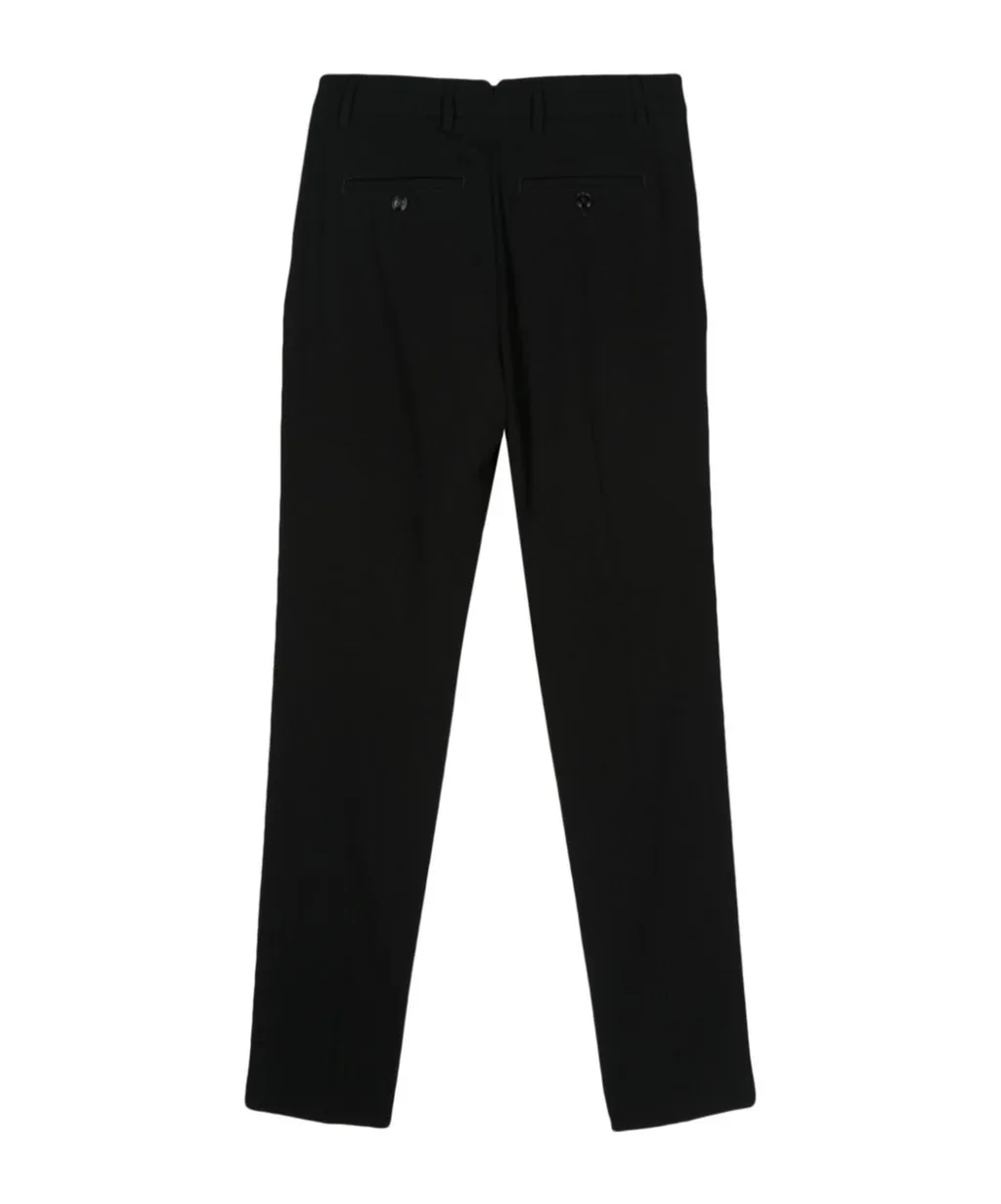 Mid-Rise Crepe Tapered-Leg Trousers