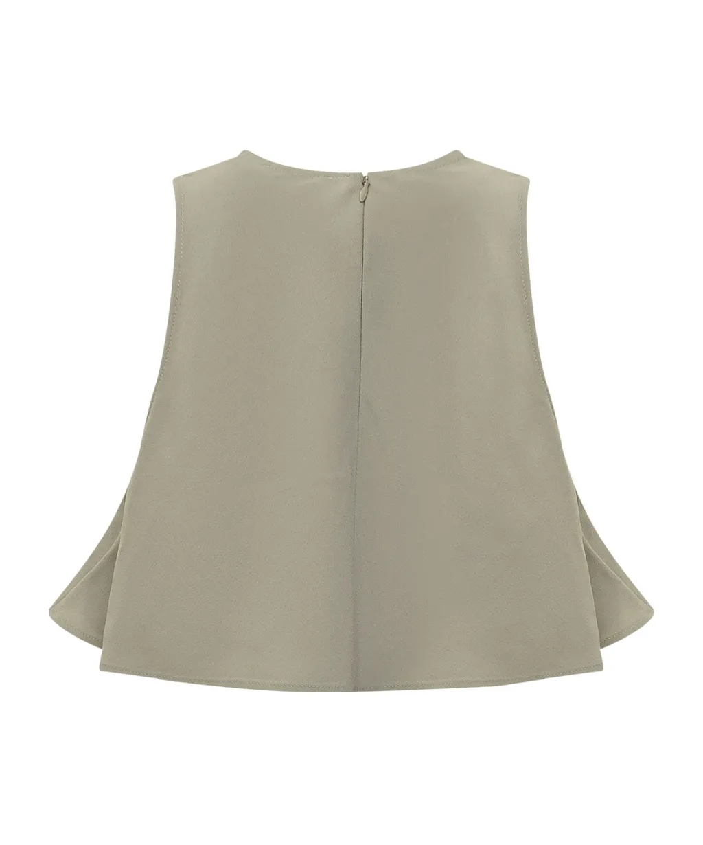 Cropped Sleeveless Flared Top