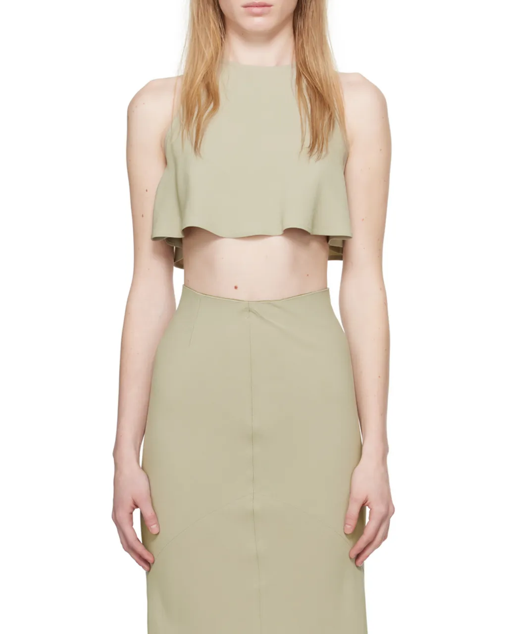 Cropped Sleeveless Flared Top