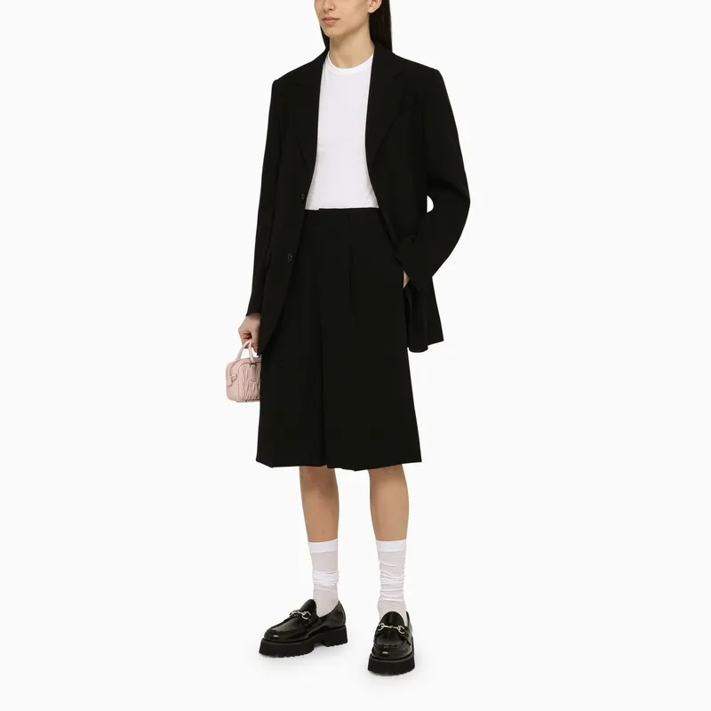 Faille High-Waist Knee-Length Shorts