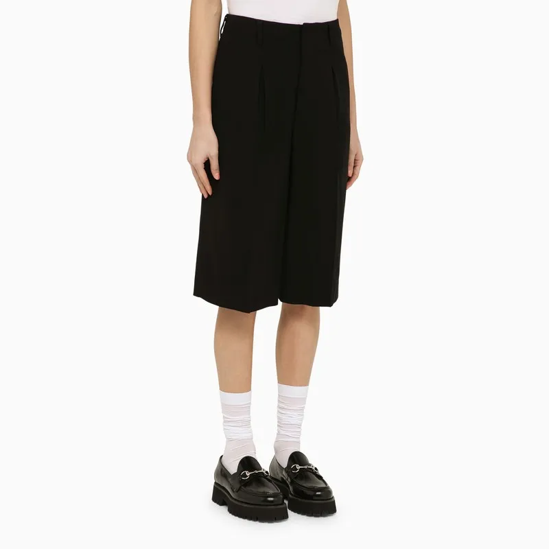 Faille High-Waist Knee-Length Shorts