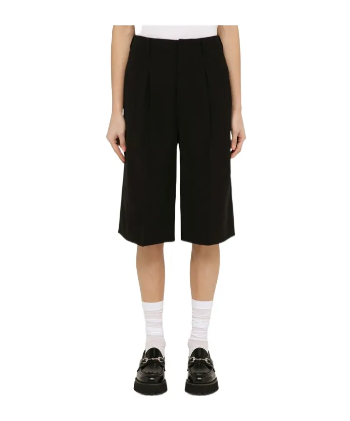 Faille High-Waist Knee-Length Shorts