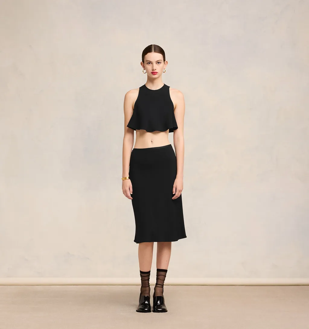 Mid Rise Pencil Midi Skirt