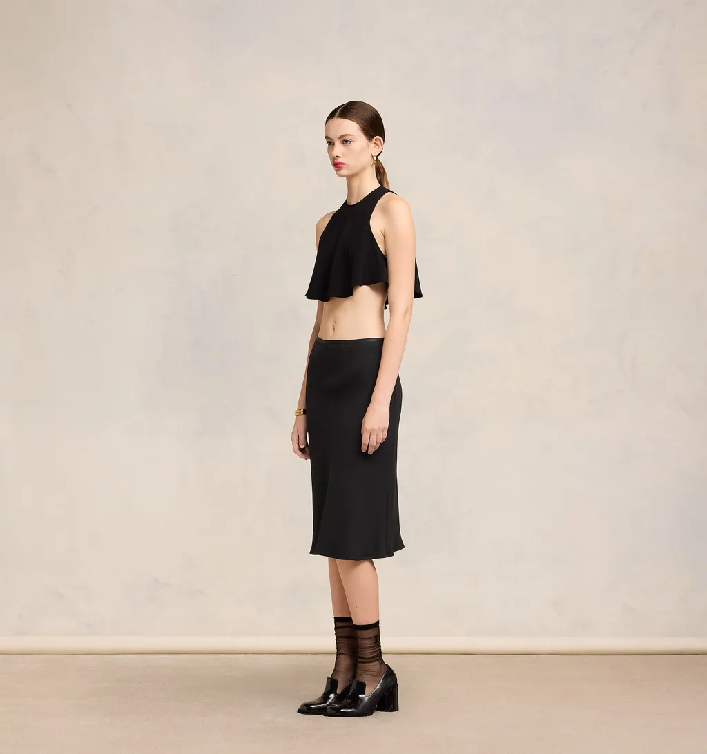 Mid Rise Pencil Midi Skirt