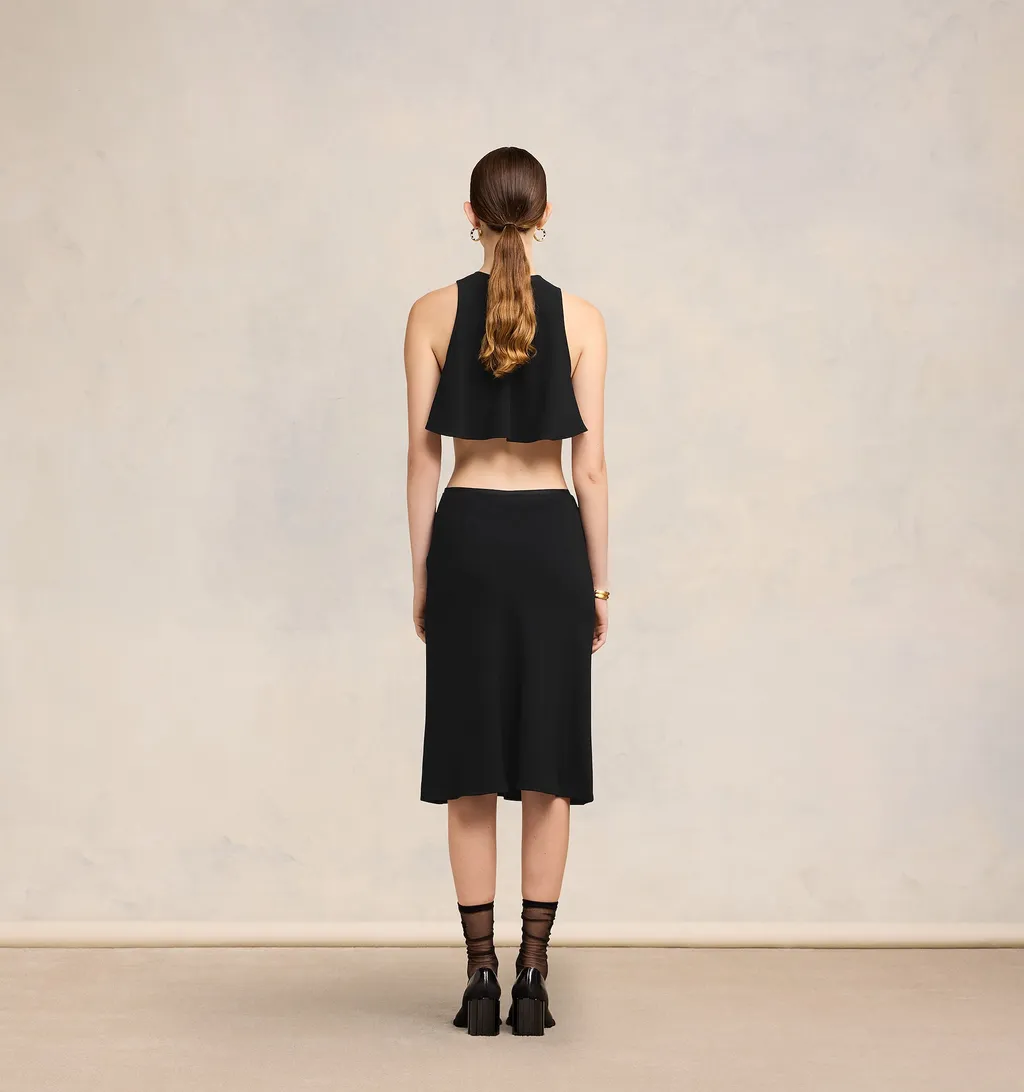 Mid Rise Pencil Midi Skirt