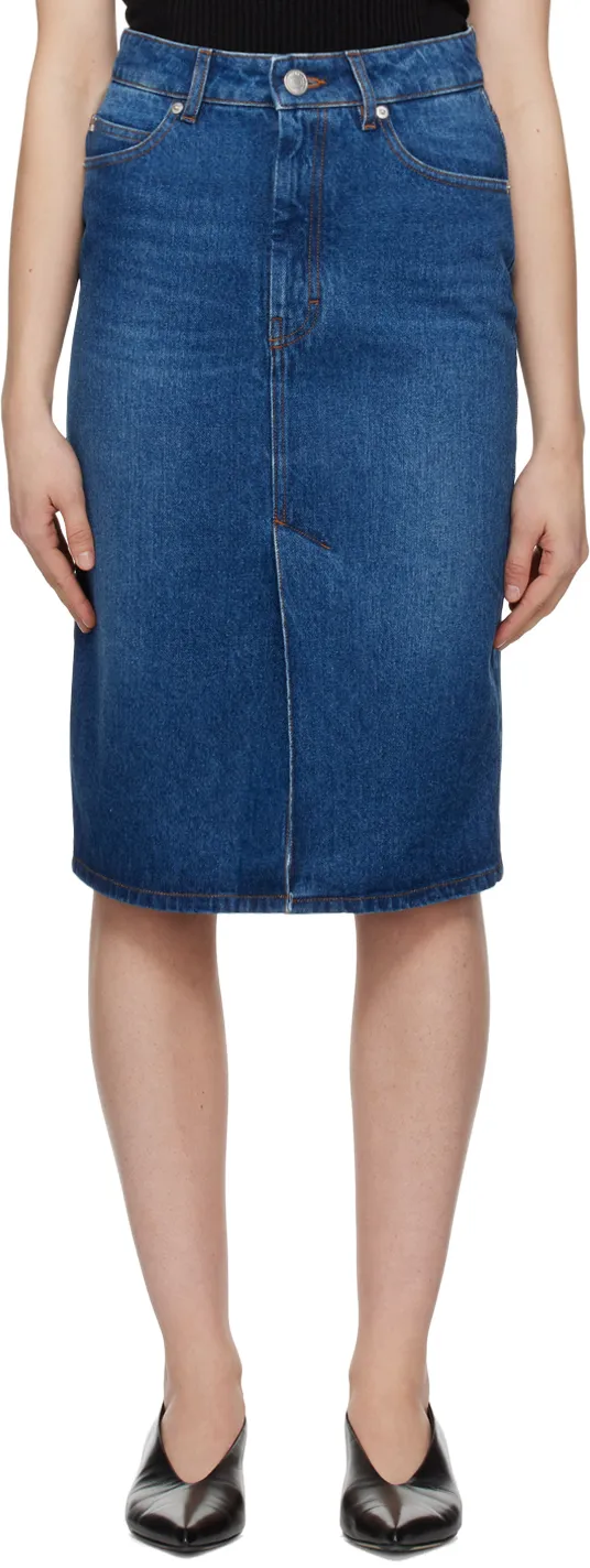 Logo Patch Denim Skirt