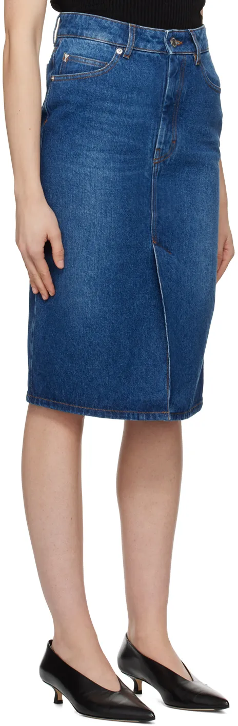 Logo Patch Denim Skirt