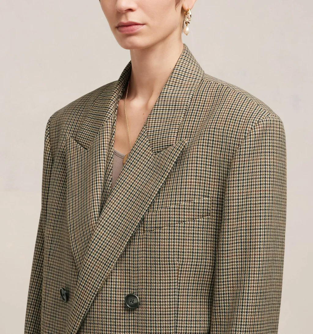 Houndstooth Double Breasted Blazer