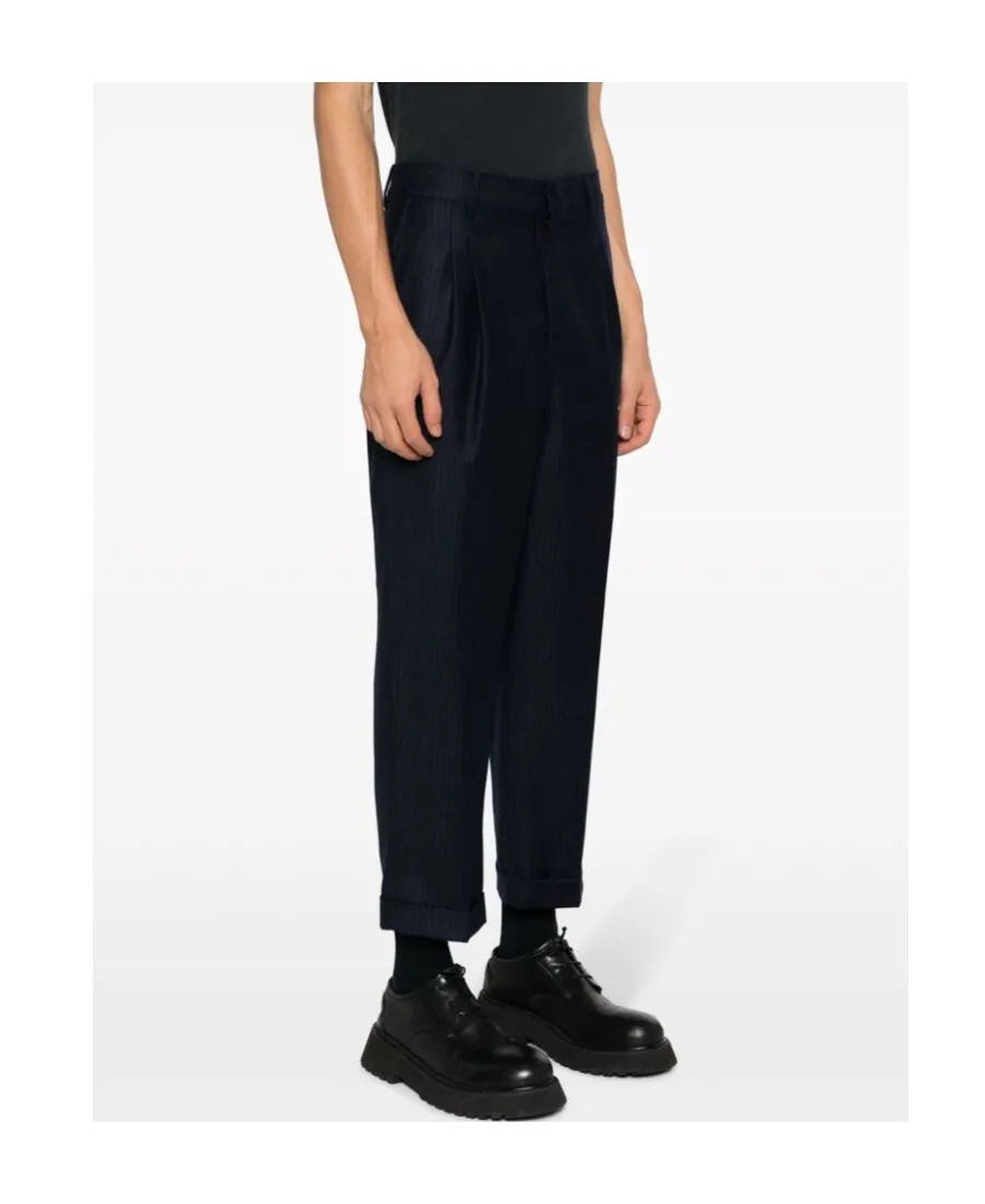 Belt-Loop Striped Casual Pants